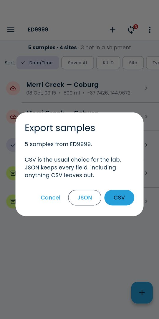 Export to CSV or JSON